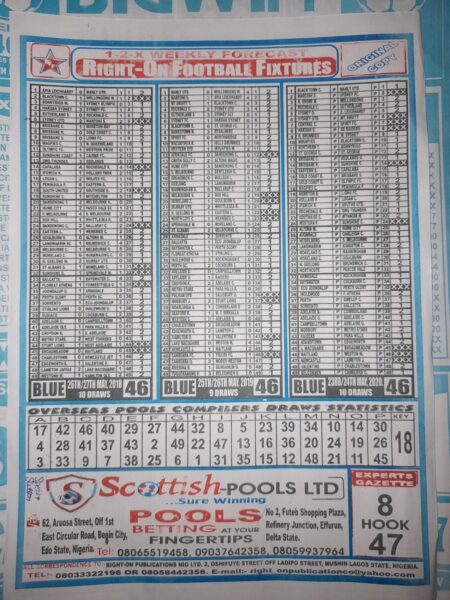 week 46 right on fixtures 2021 back page
